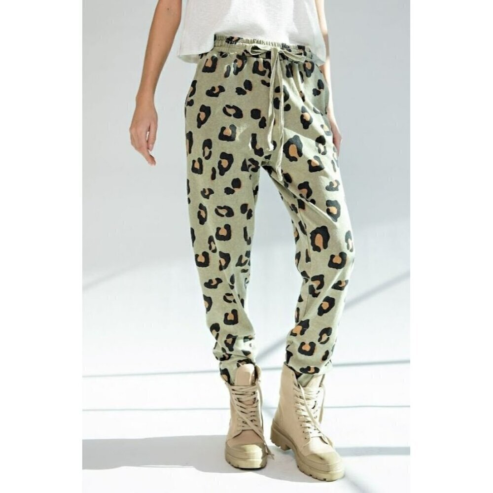 Aspen Mineral Wash Joggers in Faded Olive Leopard - Picture 3 of 6